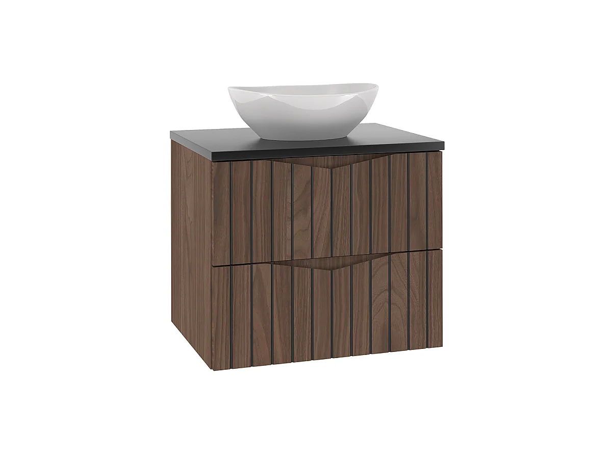 Ensemble meuble simple vasque 60cm et colonne Siena bois et noir