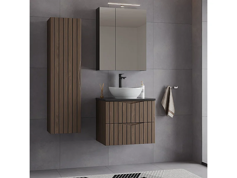 Set di mobili da bagno con lavabo Siena marrone e nero 60cm