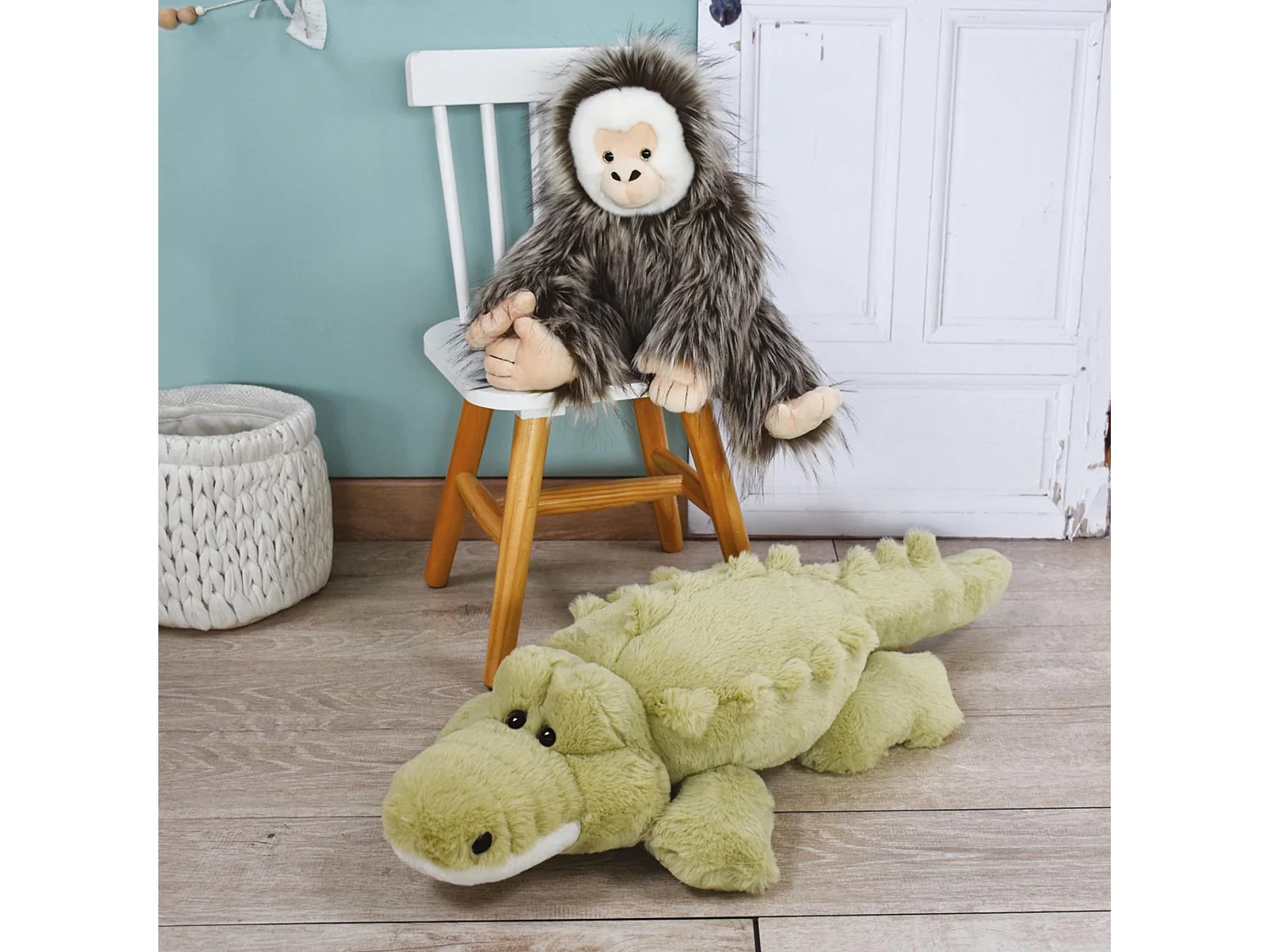Peluche crocodile 80 cm polyester DANS LA FORET TROPICALE vert
