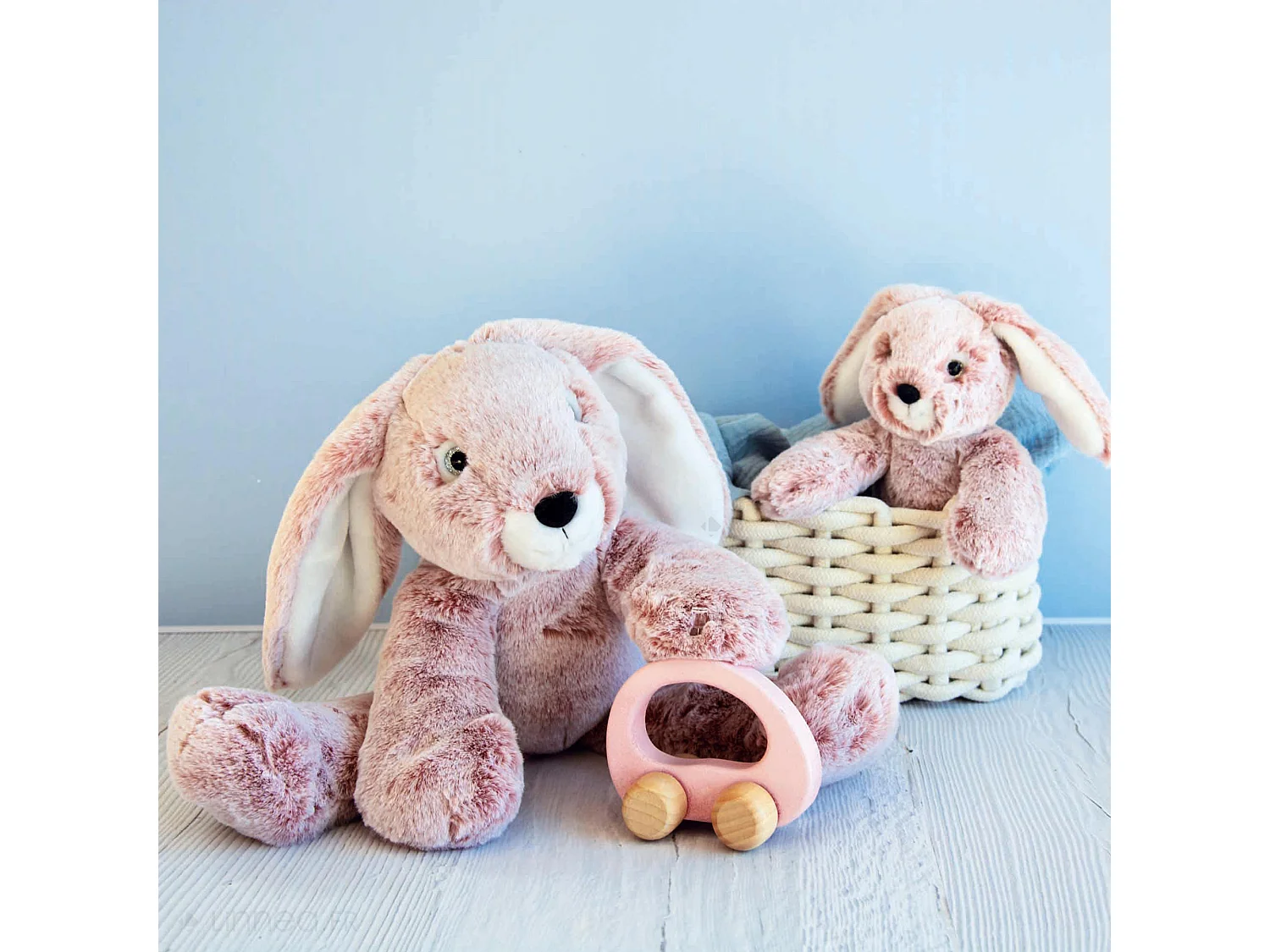Peluche 25 cm en 100% polyester collection SWEETY MOUSSE lapin rose