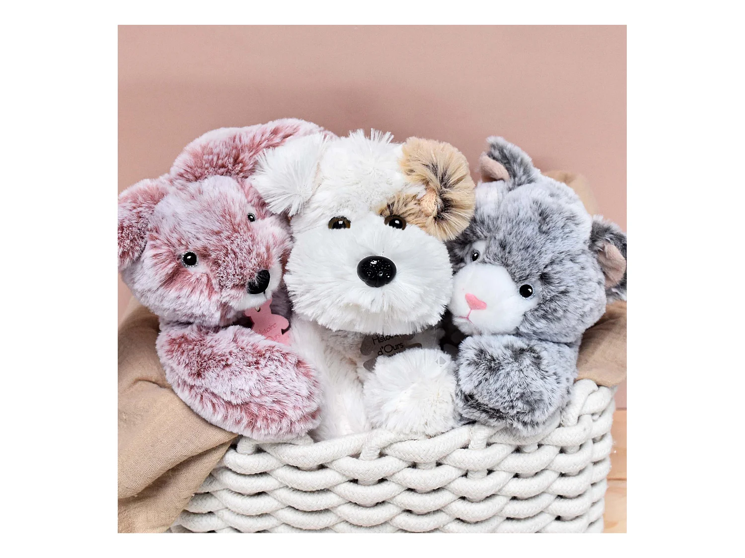 Peluche 25 cm en 100% polyester collection SWEETY MOUSSE lapin rose