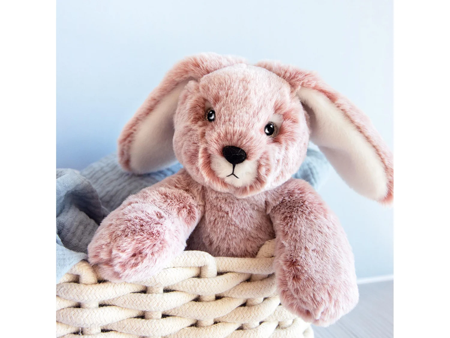 Peluche 25 cm en 100% polyester collection SWEETY MOUSSE lapin rose