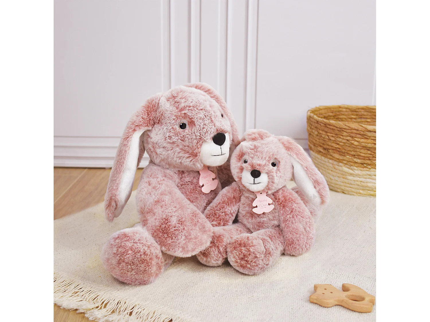 Peluche 25 cm en 100% polyester collection SWEETY MOUSSE lapin rose