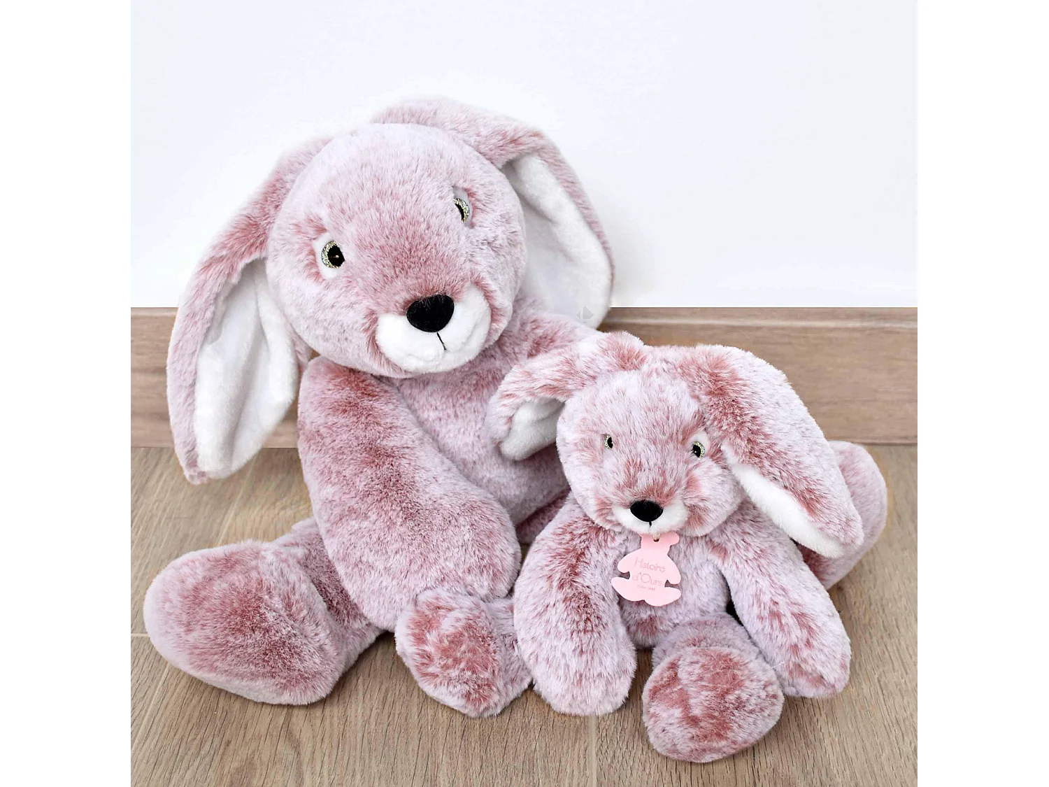 Peluche 25 cm en 100% polyester collection SWEETY MOUSSE lapin rose