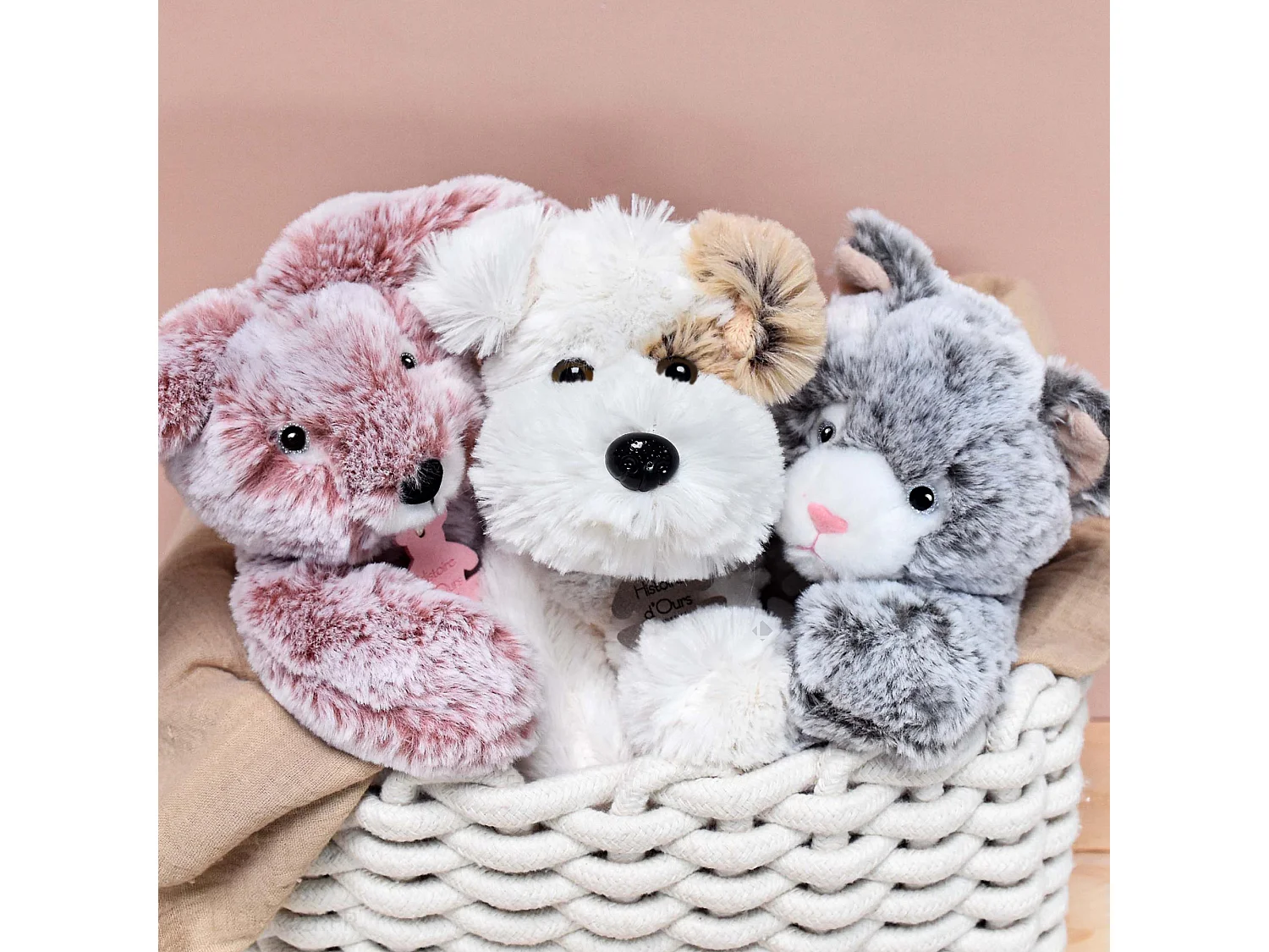 Peluche 25 cm en 100% polyester collection SWEETY MOUSSE lapin rose