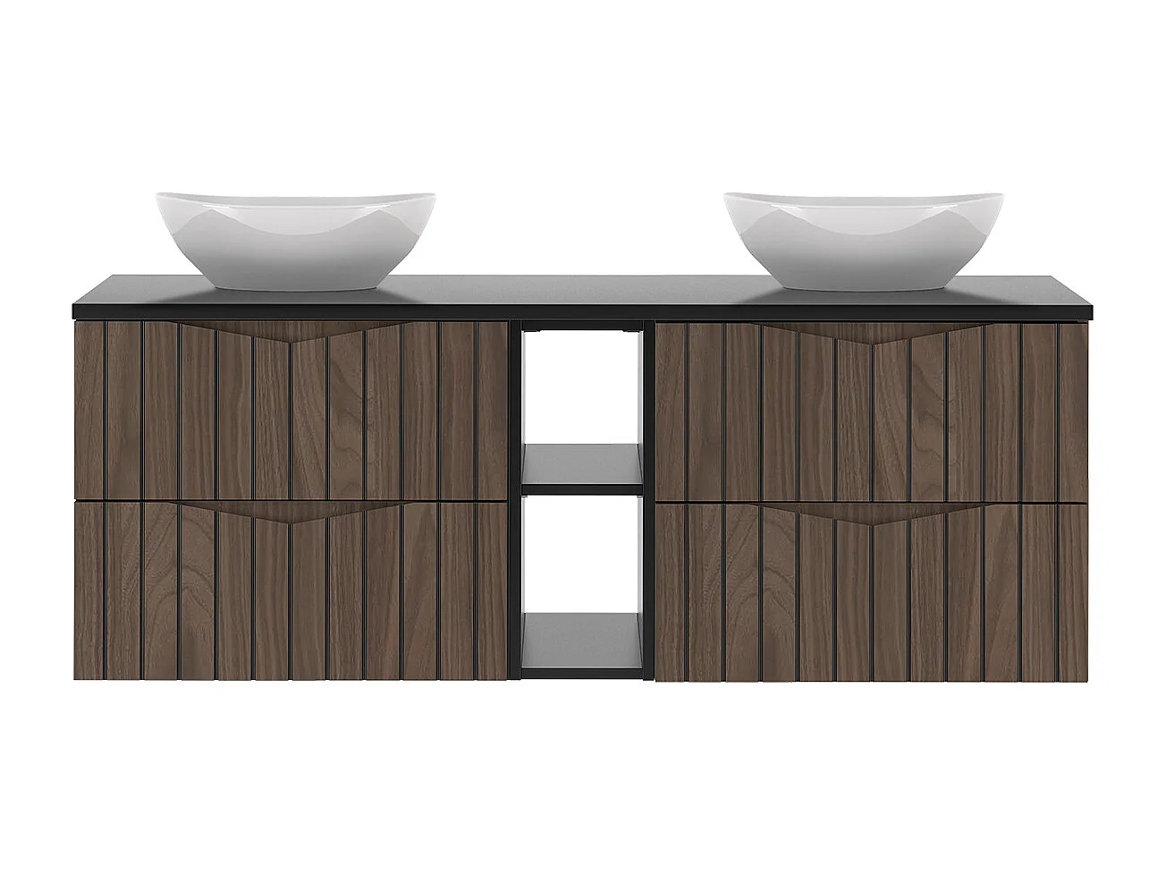 Mobile bagno doppio lavabo Siena marrone e nero 140cm