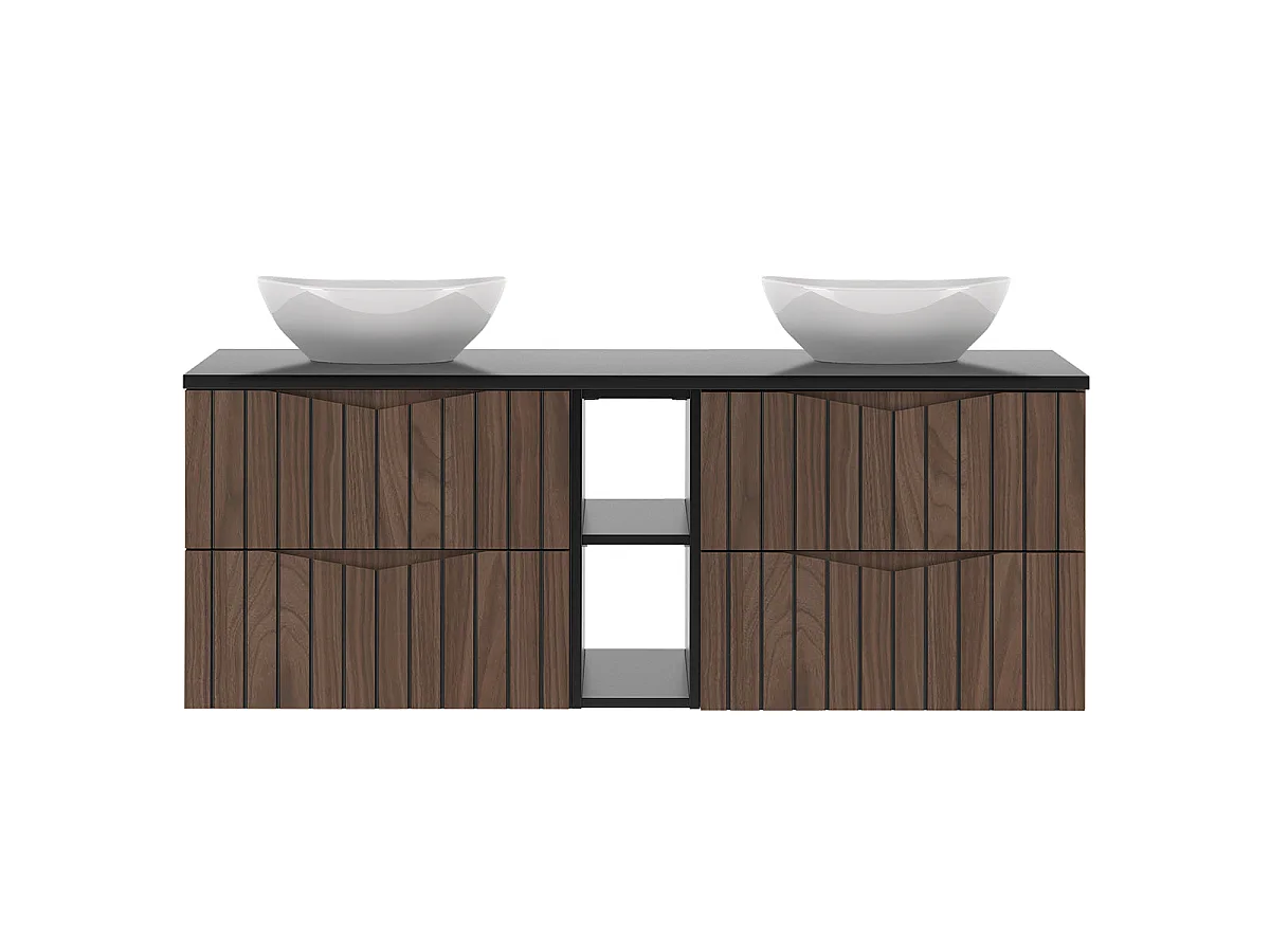 Mobile bagno doppio lavabo Siena marrone e nero 140cm