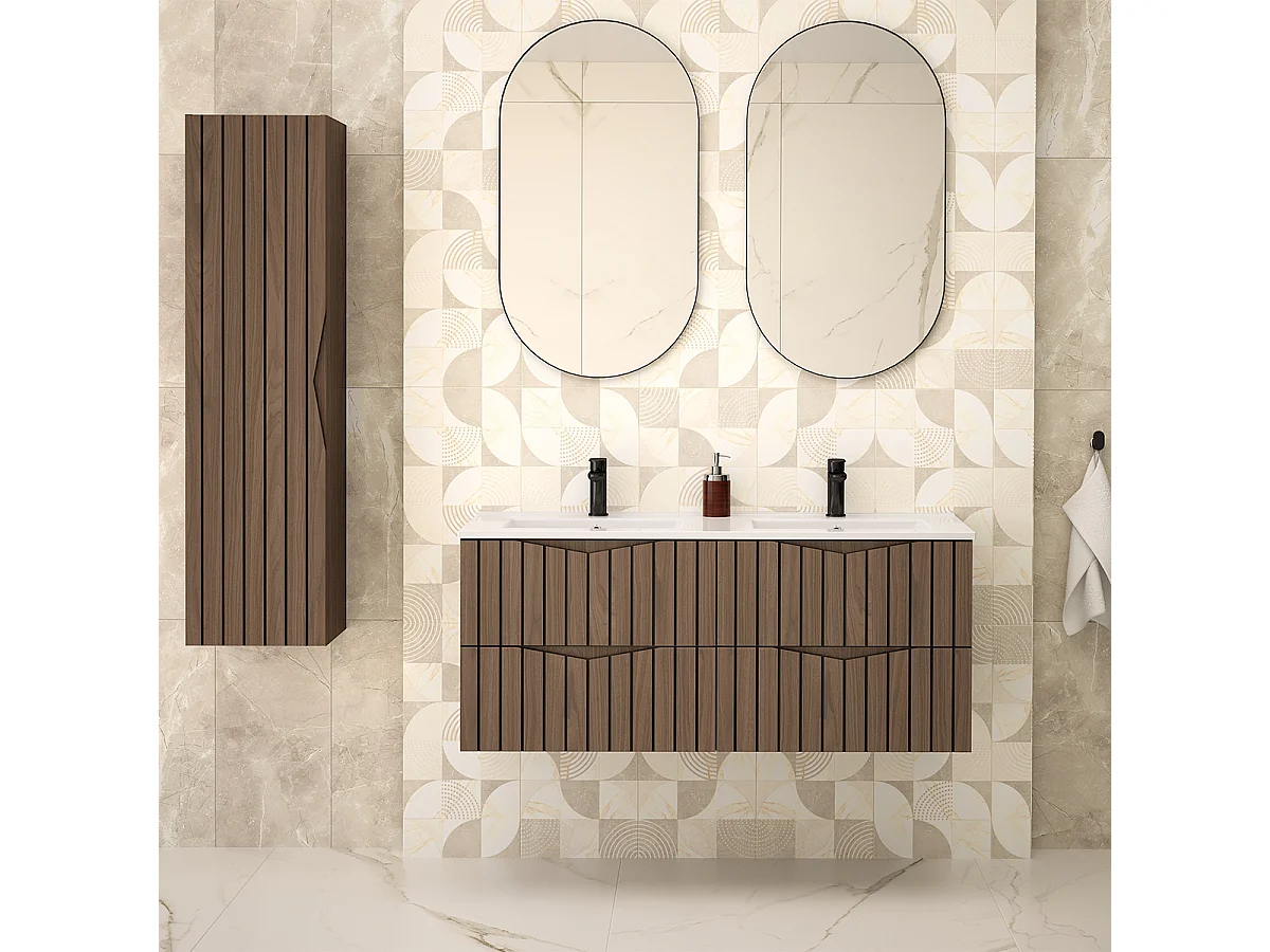 Mueble doble lavabo encastrado 120cm Siena madera y negro