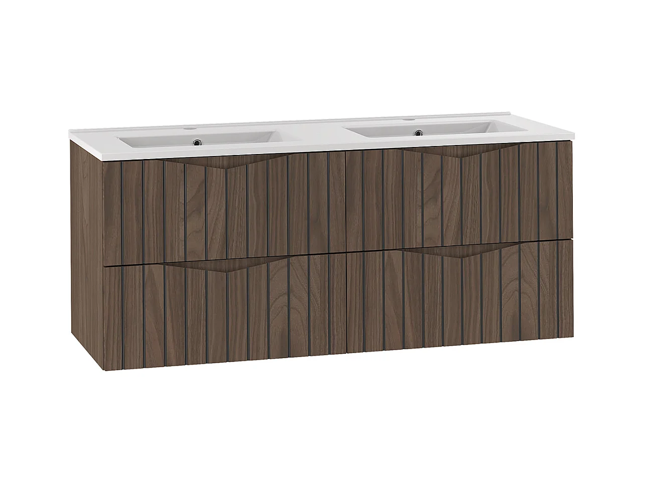 Meuble double vasque encastrée 120cm Siena bois et noir