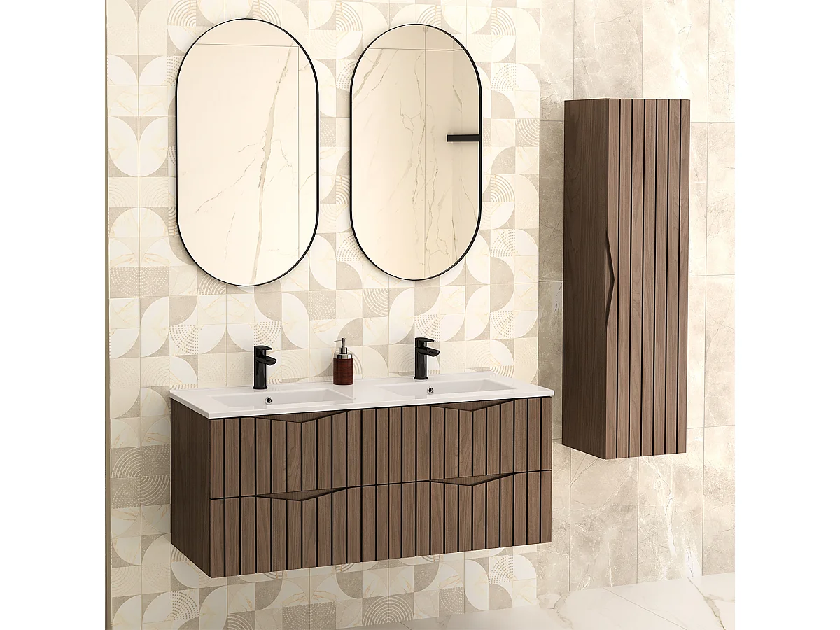 Mobile bagno doppio lavabo Siena marrone e nero 120cm