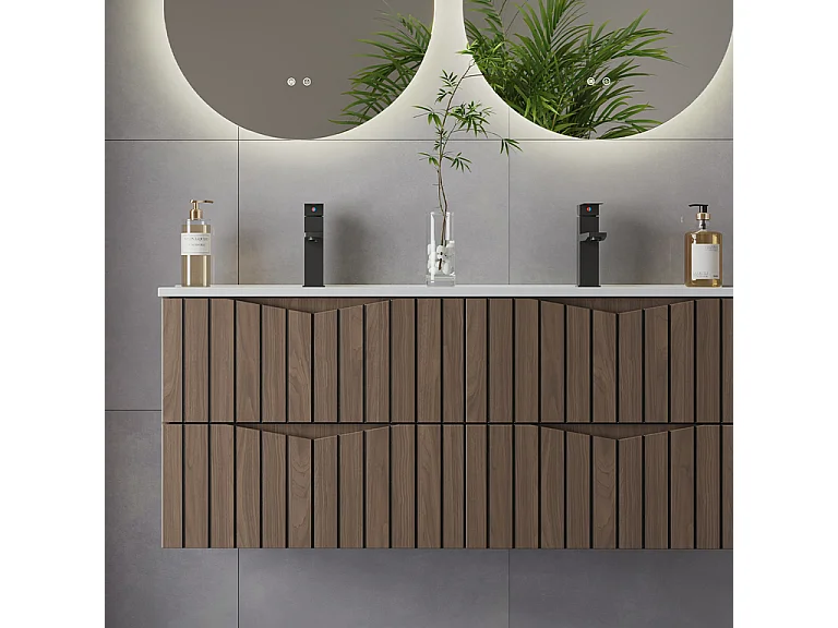 Mobile bagno doppio lavabo Siena marrone e nero 120cm