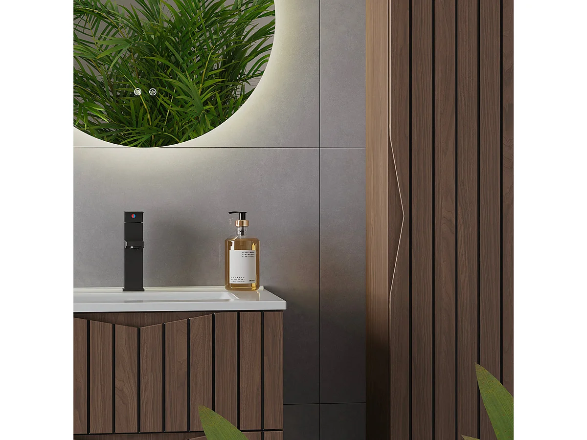 Dubbele wastafel 120cm Siena hout en zwart
