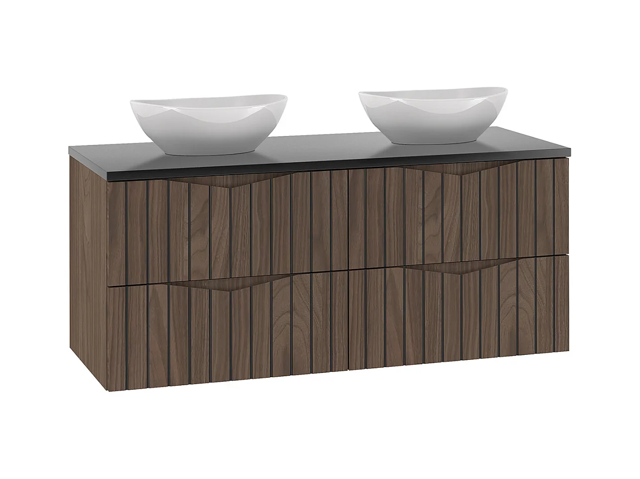 Meuble double vasque 120cm Siena bois et noir