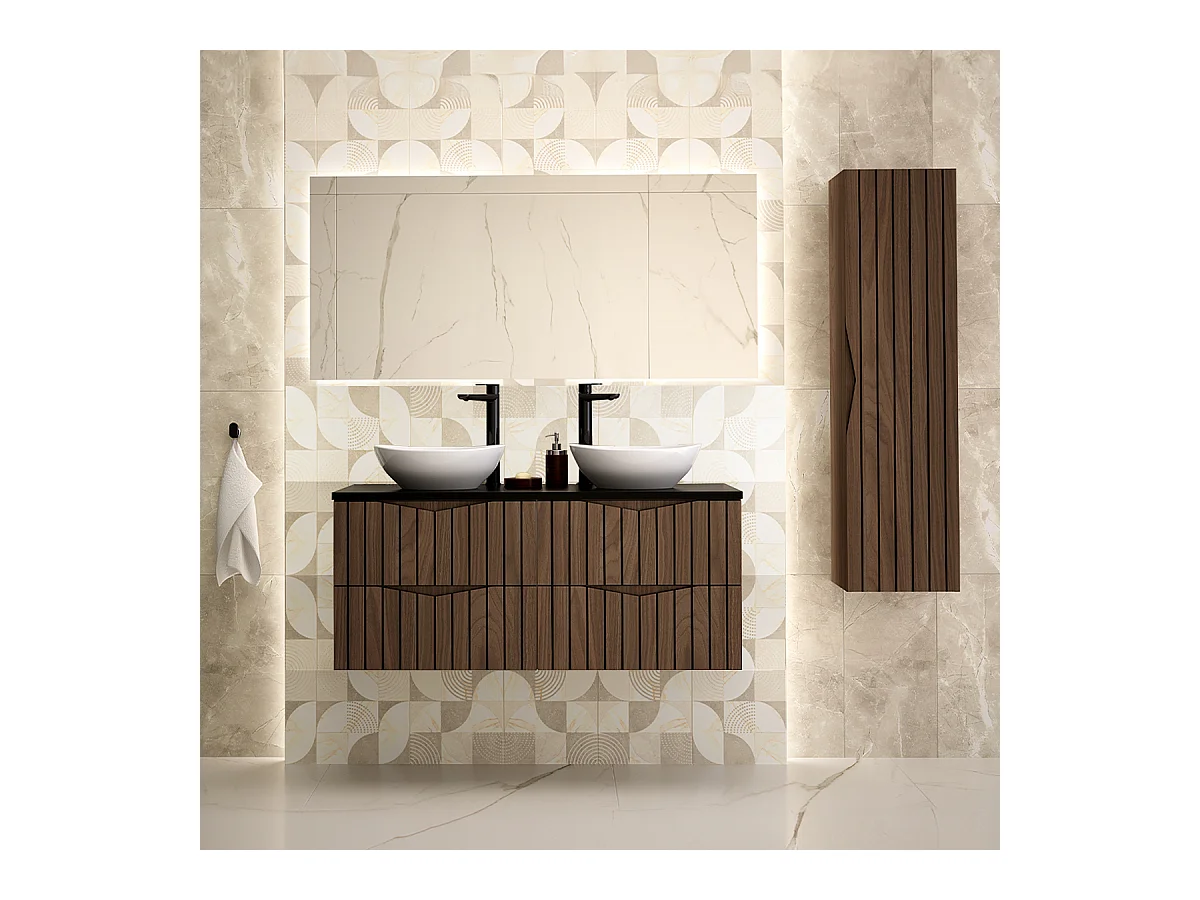 Meuble double vasque 120cm Siena bois et noir