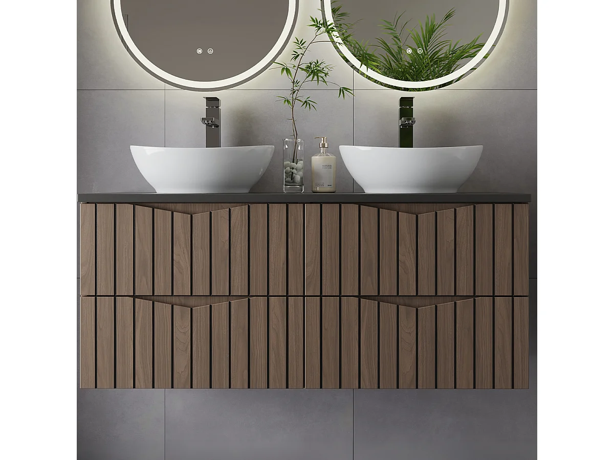 Meuble double vasque 120cm Siena bois et noir