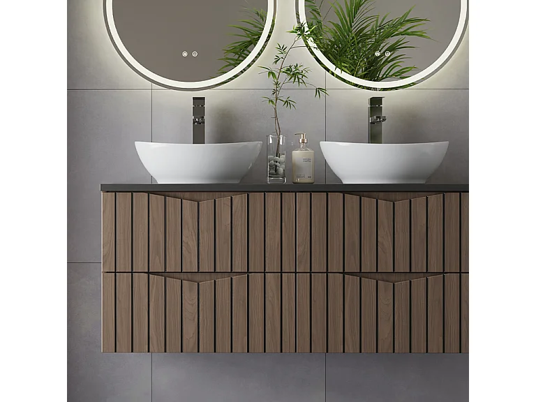 Meuble double vasque 120cm Siena bois et noir