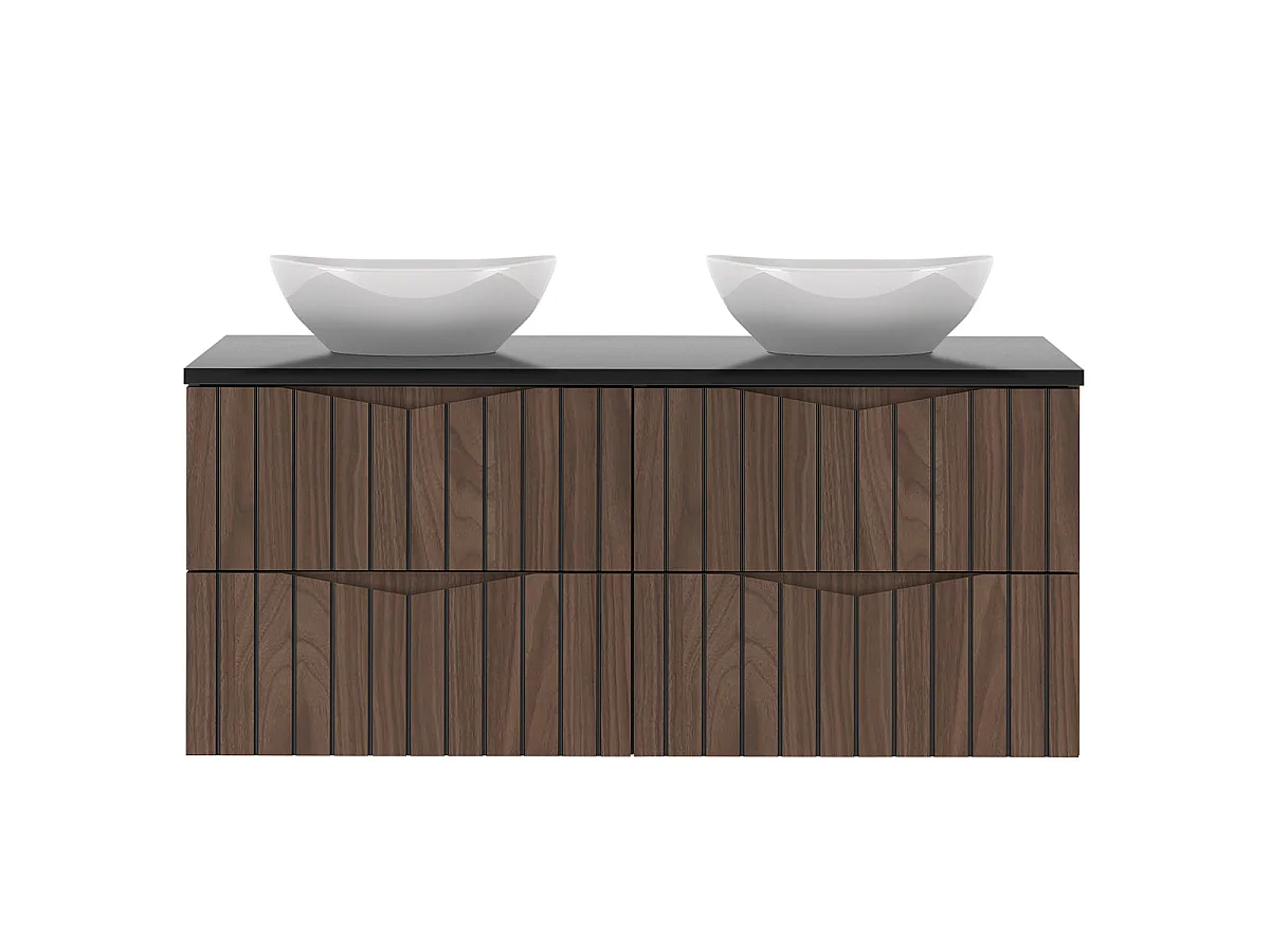 Meuble double vasque 120cm Siena bois et noir