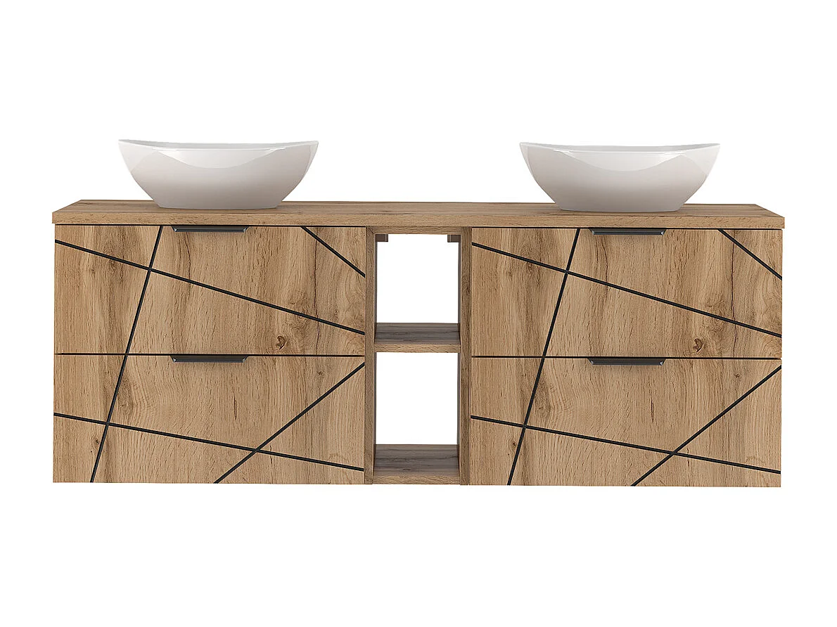 Mueble doble lavabo 140cm 2 compartimientos Teren Madera