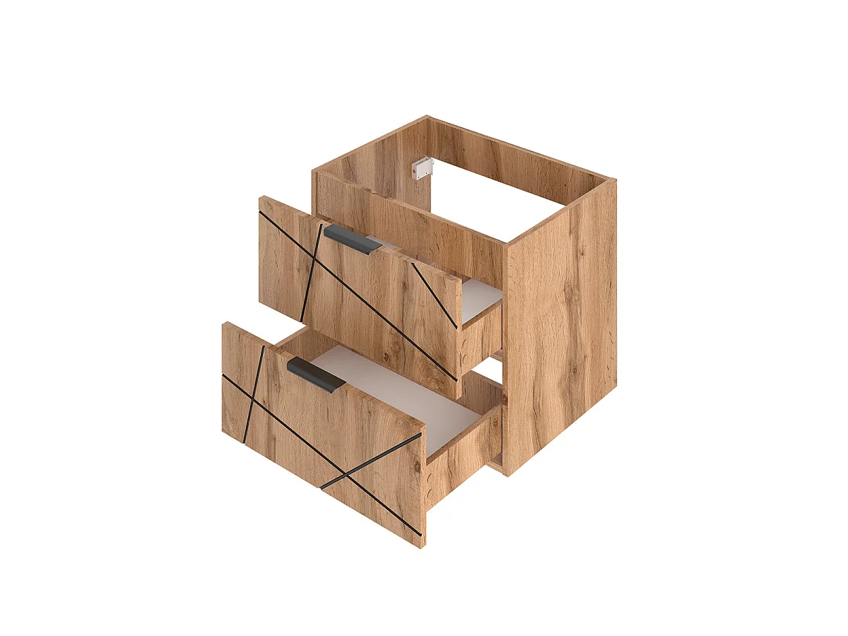 Meuble double vasque 140cm 2 niches Teren Bois