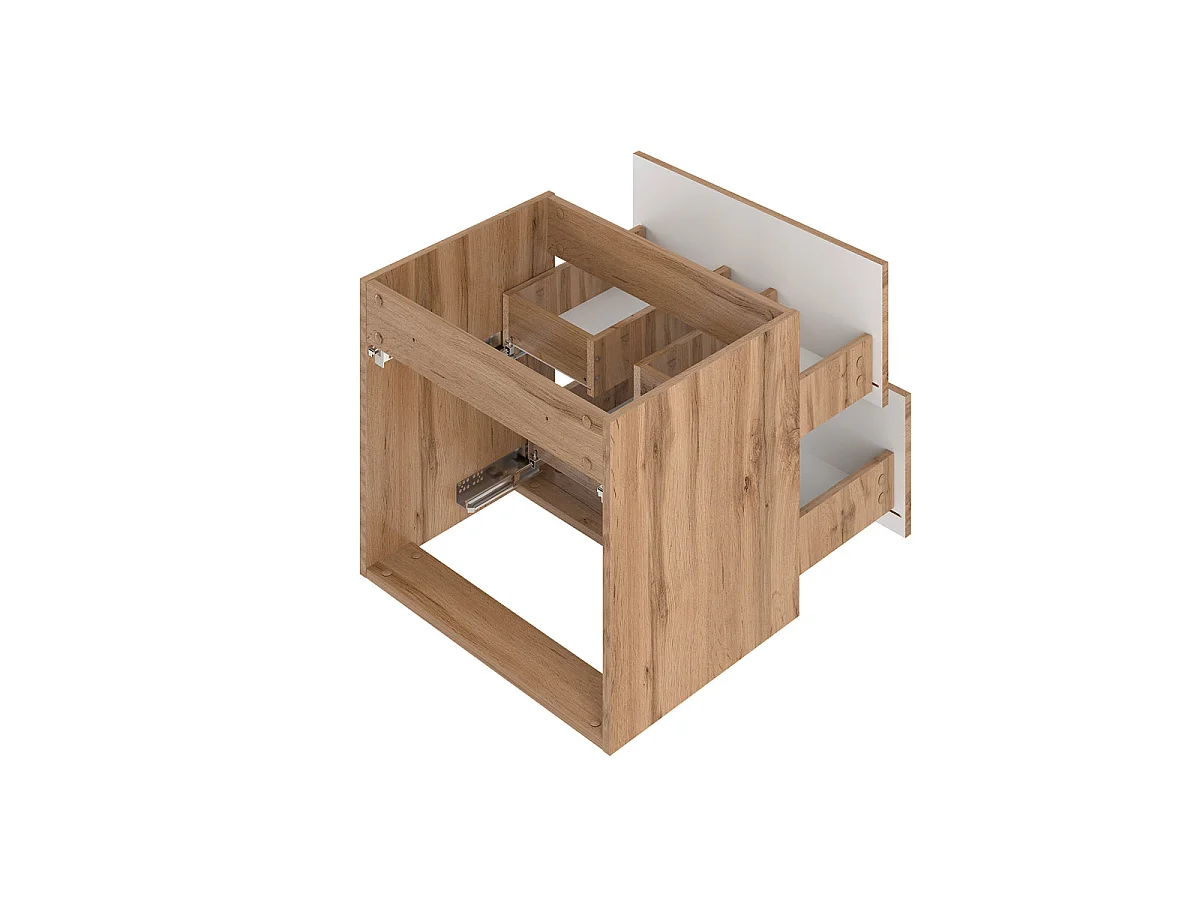 Meuble double vasque 140cm 2 niches Teren Bois