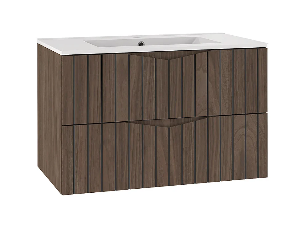 Meuble simple vasque encastrée 80cm Siena bois et noir