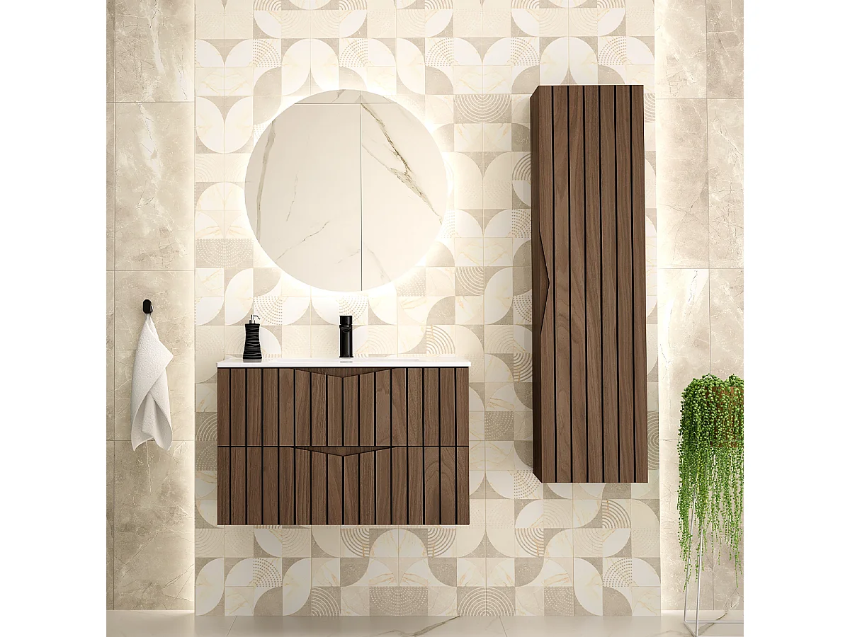 Mobile bagno con lavabo Siena marrone e nero 80cm