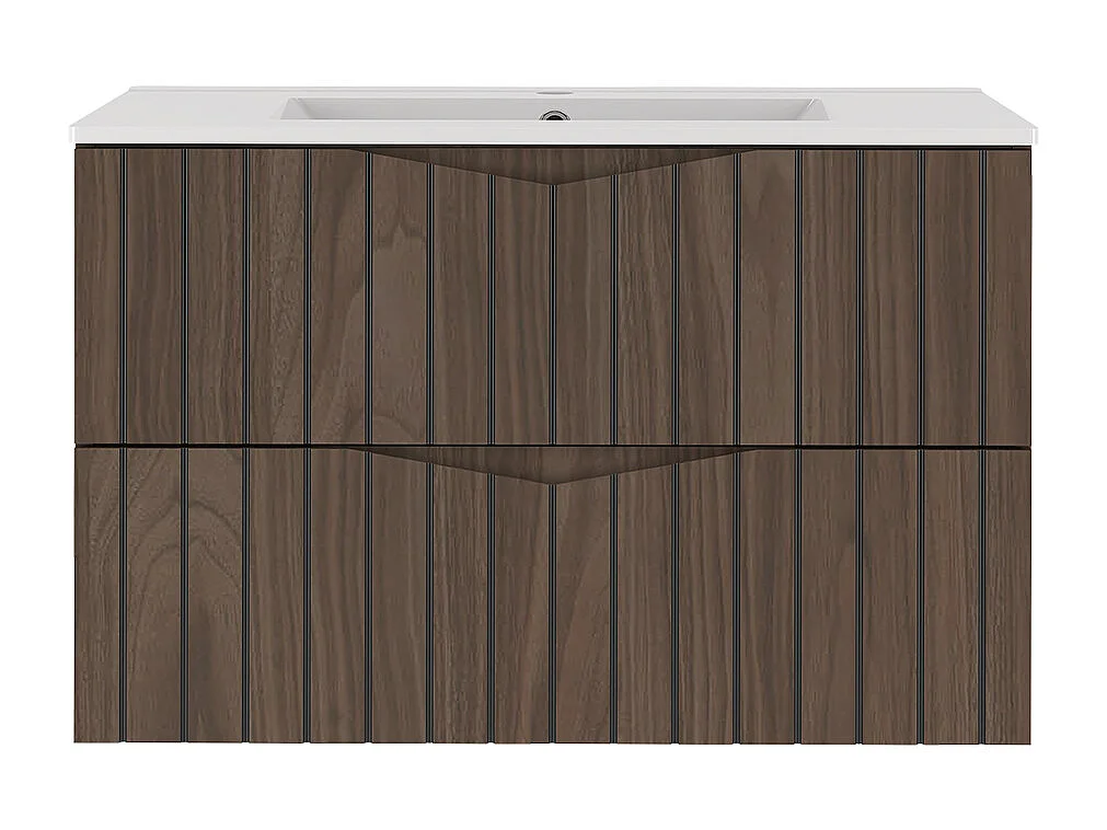 Enkele wastafel 80cm Siena hout en zwart