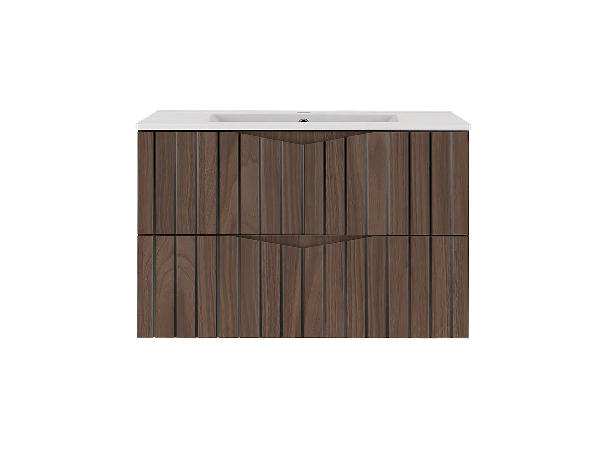 Enkele wastafel 80cm Siena hout en zwart