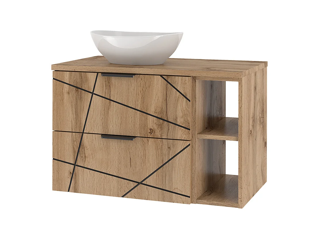 Meuble simple vasque 80cm 2 niches Teren Bois
