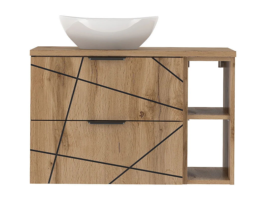 Meuble simple vasque 80cm 2 niches Teren Bois