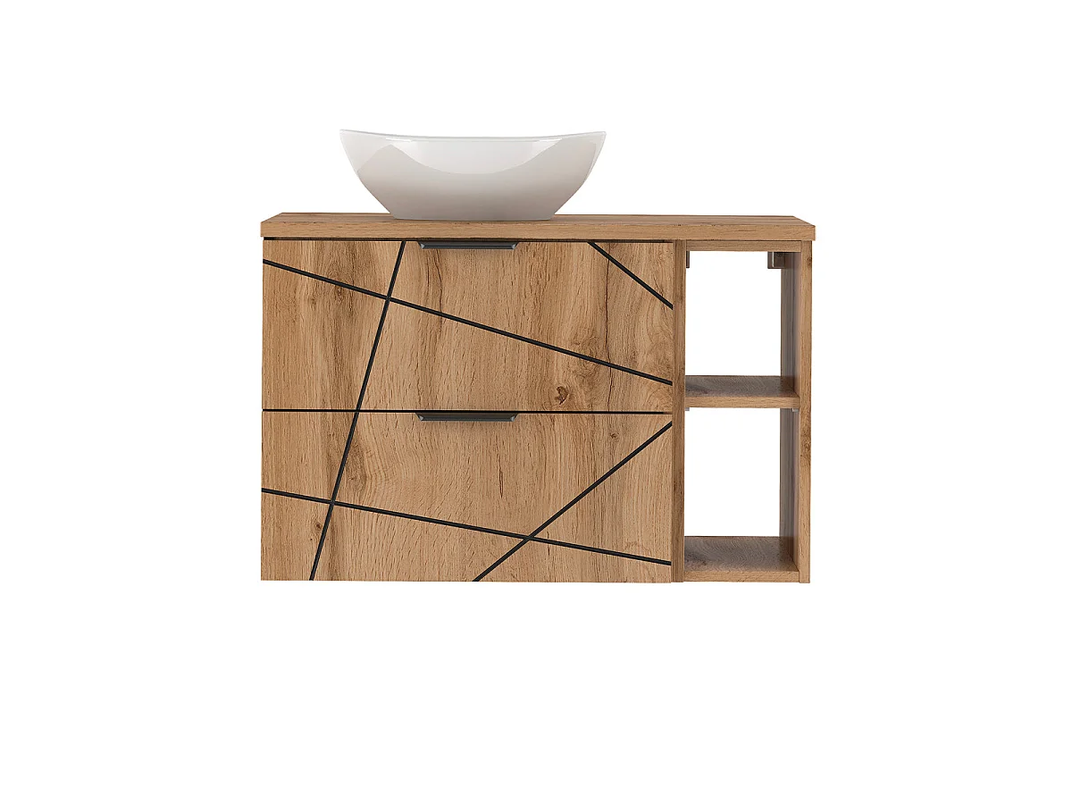 Meuble simple vasque 80cm 2 niches Teren Bois