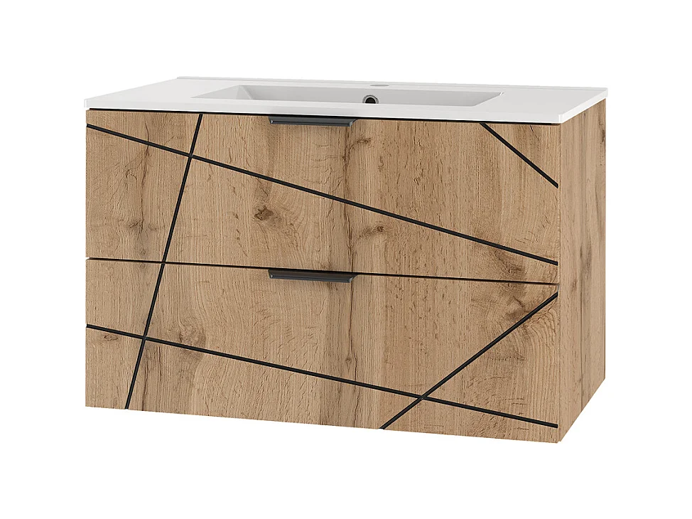 Meuble simple vasque encastrée 80cm Teren Bois