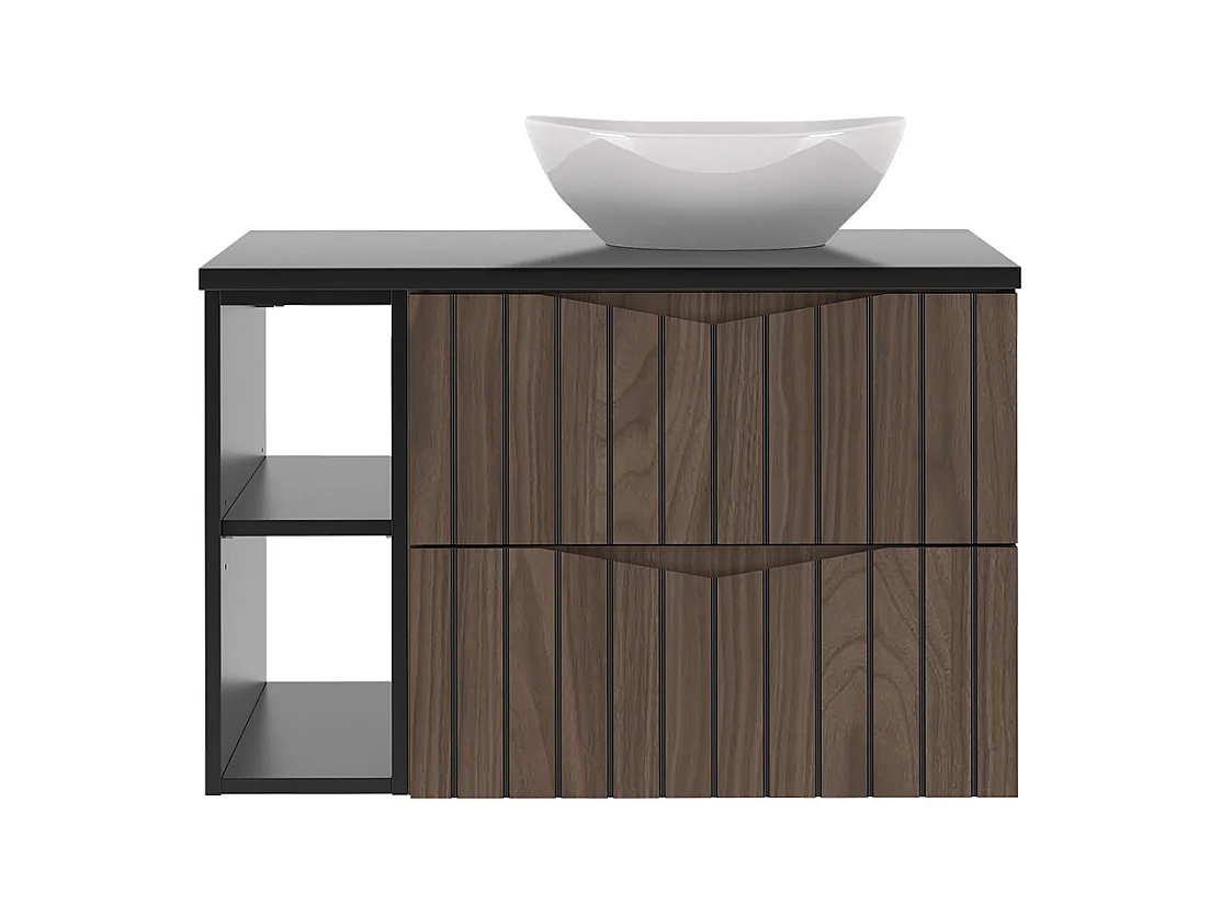 Mueble lavabo individual 80cm 2 compartimientos Siena madera y negro