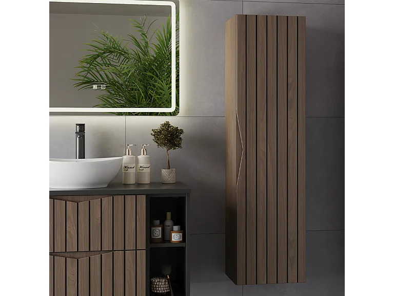 Mueble lavabo individual 80cm 2 compartimientos Siena madera y negro