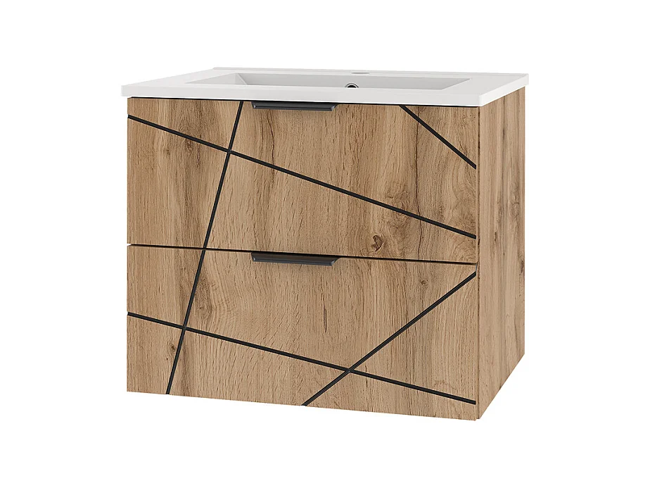 Meuble simple vasque encastrée 60cm Teren Bois