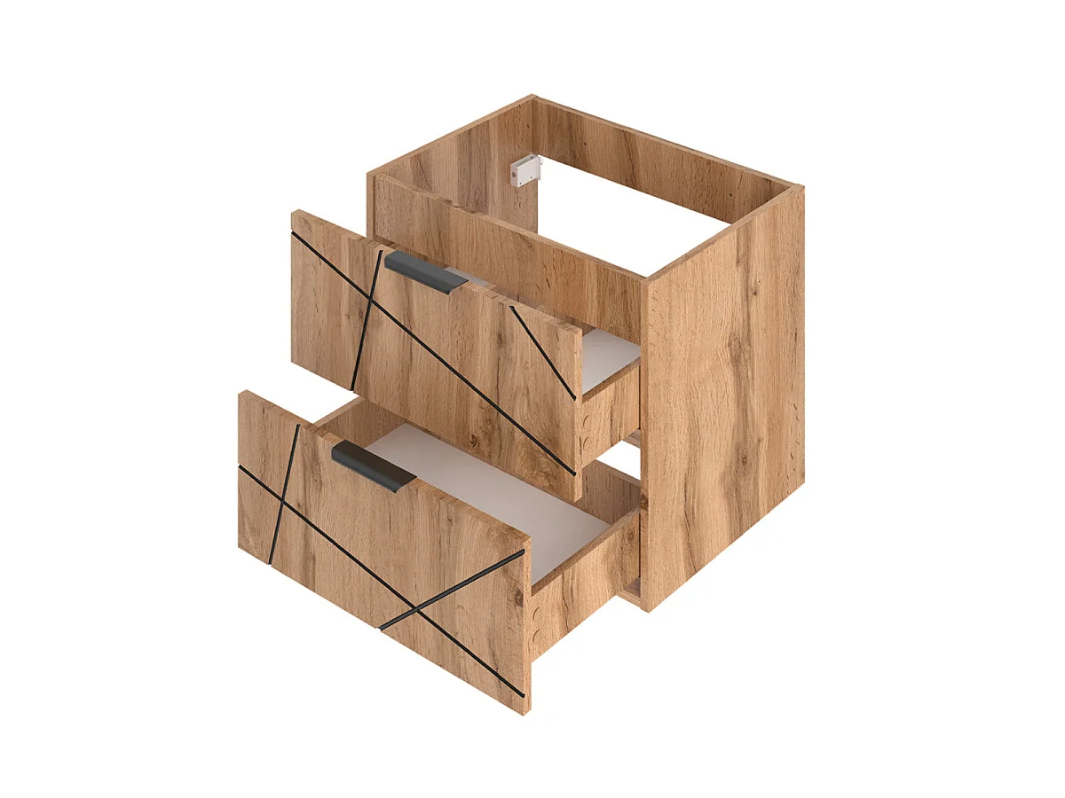 Meuble simple vasque encastrée 60cm Teren Bois