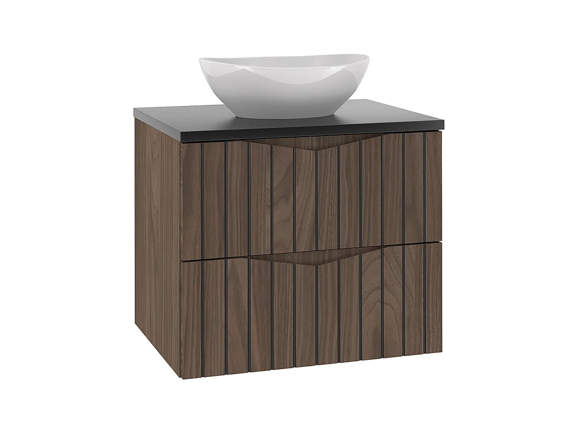 Meuble simple vasque 60cm Siena bois et noir