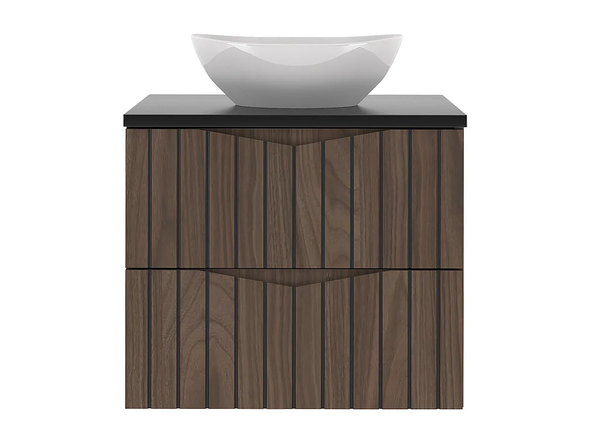 Meuble simple vasque 60cm Siena bois et noir