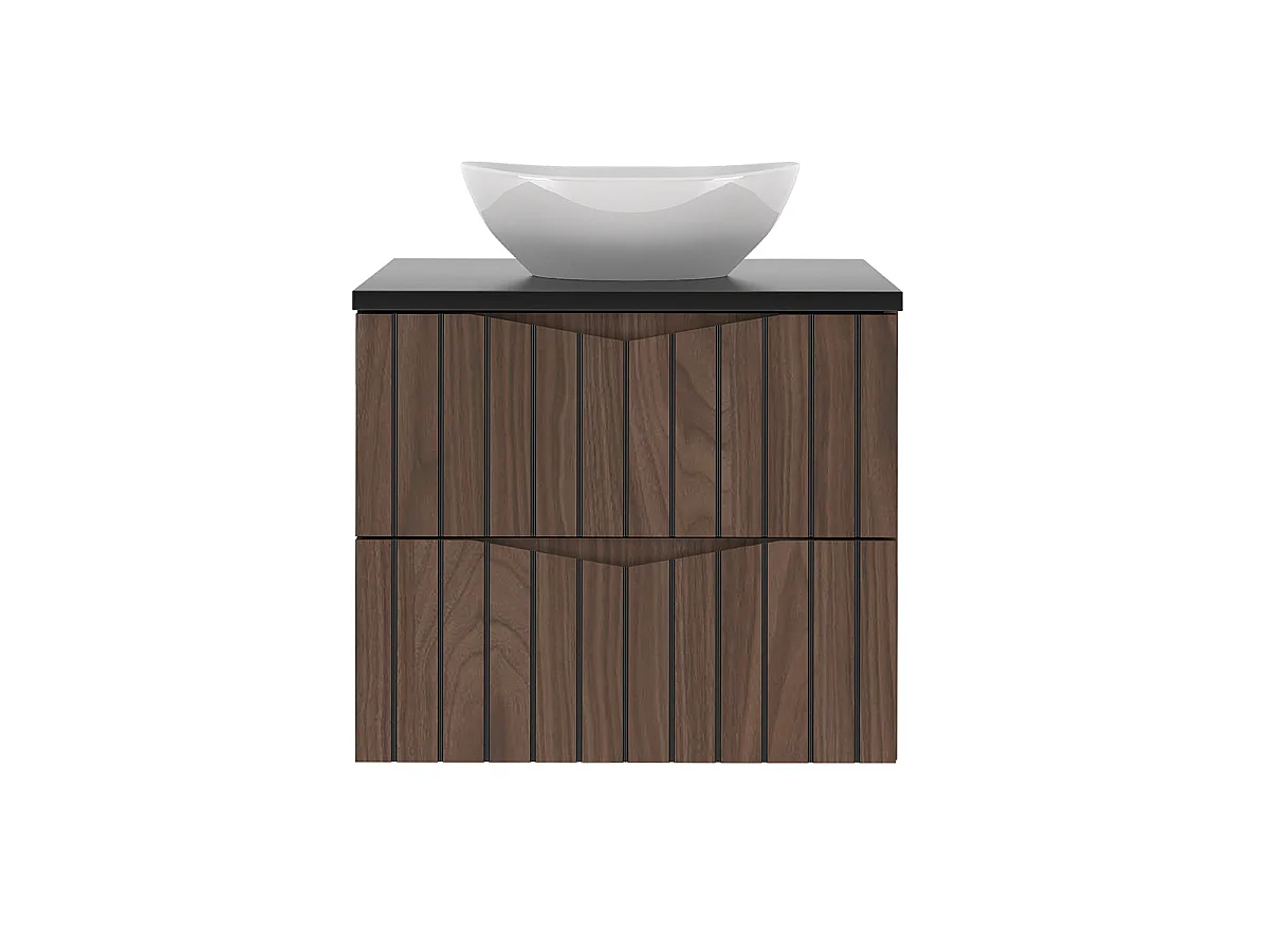 Meuble simple vasque 60cm Siena bois et noir