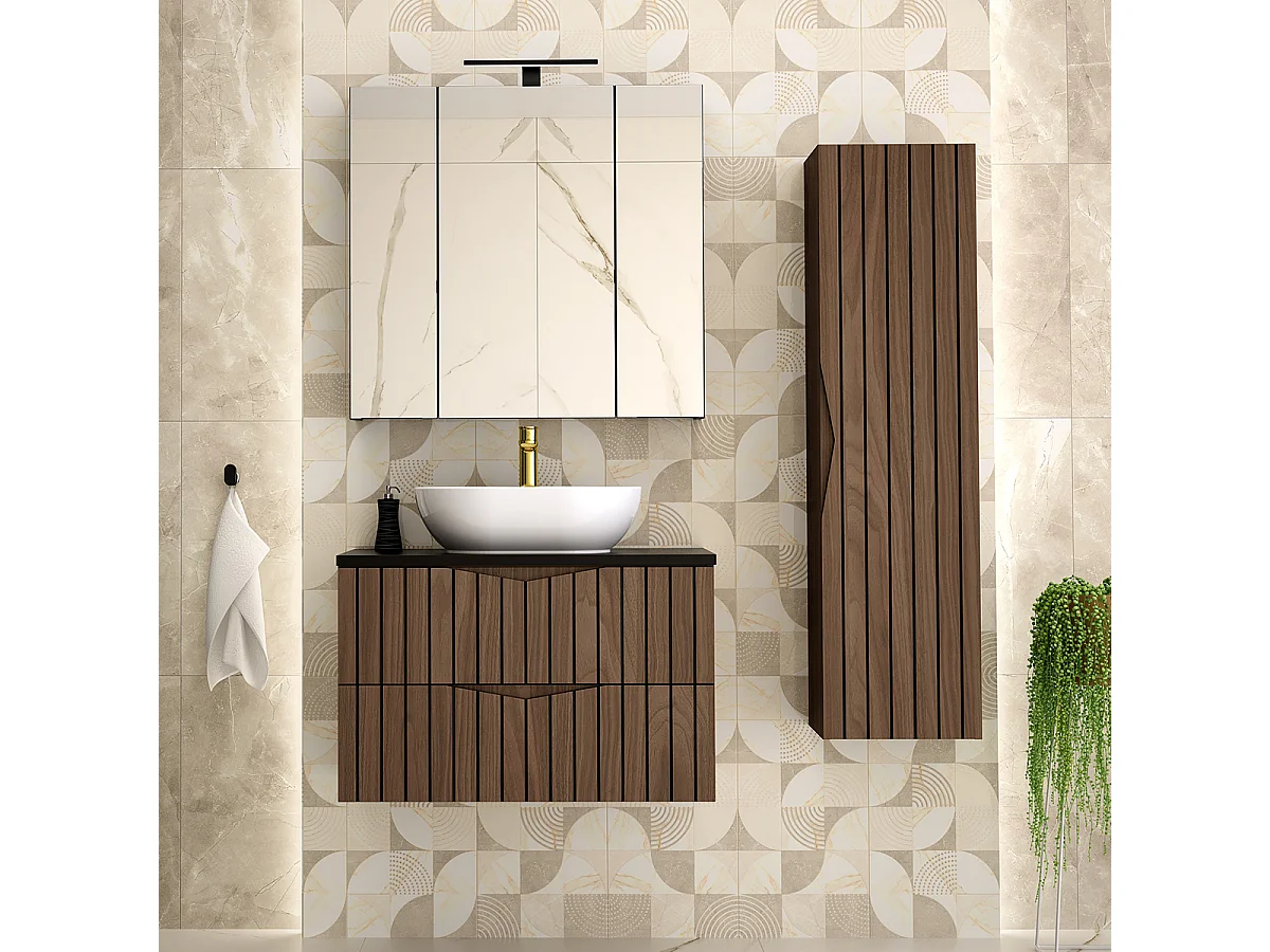 Mobile bagno con lavabo Siena marrone e nero 80cm