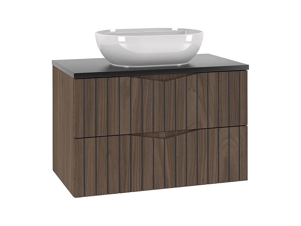 Meuble simple vasque 80cm Siena bois et noir