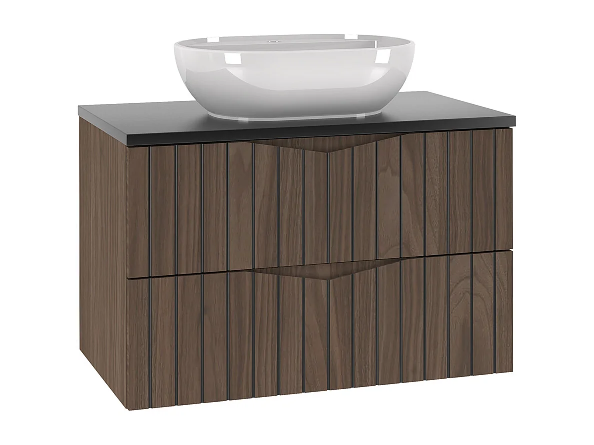 Meuble simple vasque 80cm Siena bois et noir