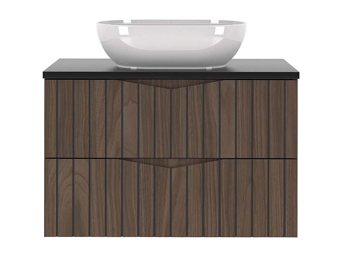 Meuble simple vasque 80cm Siena bois et noir