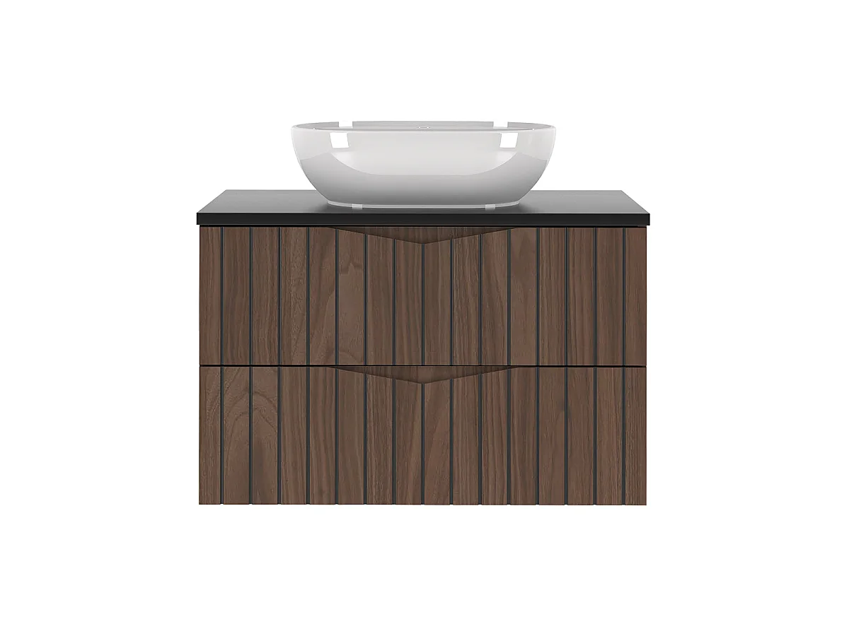 Meuble simple vasque 80cm Siena bois et noir