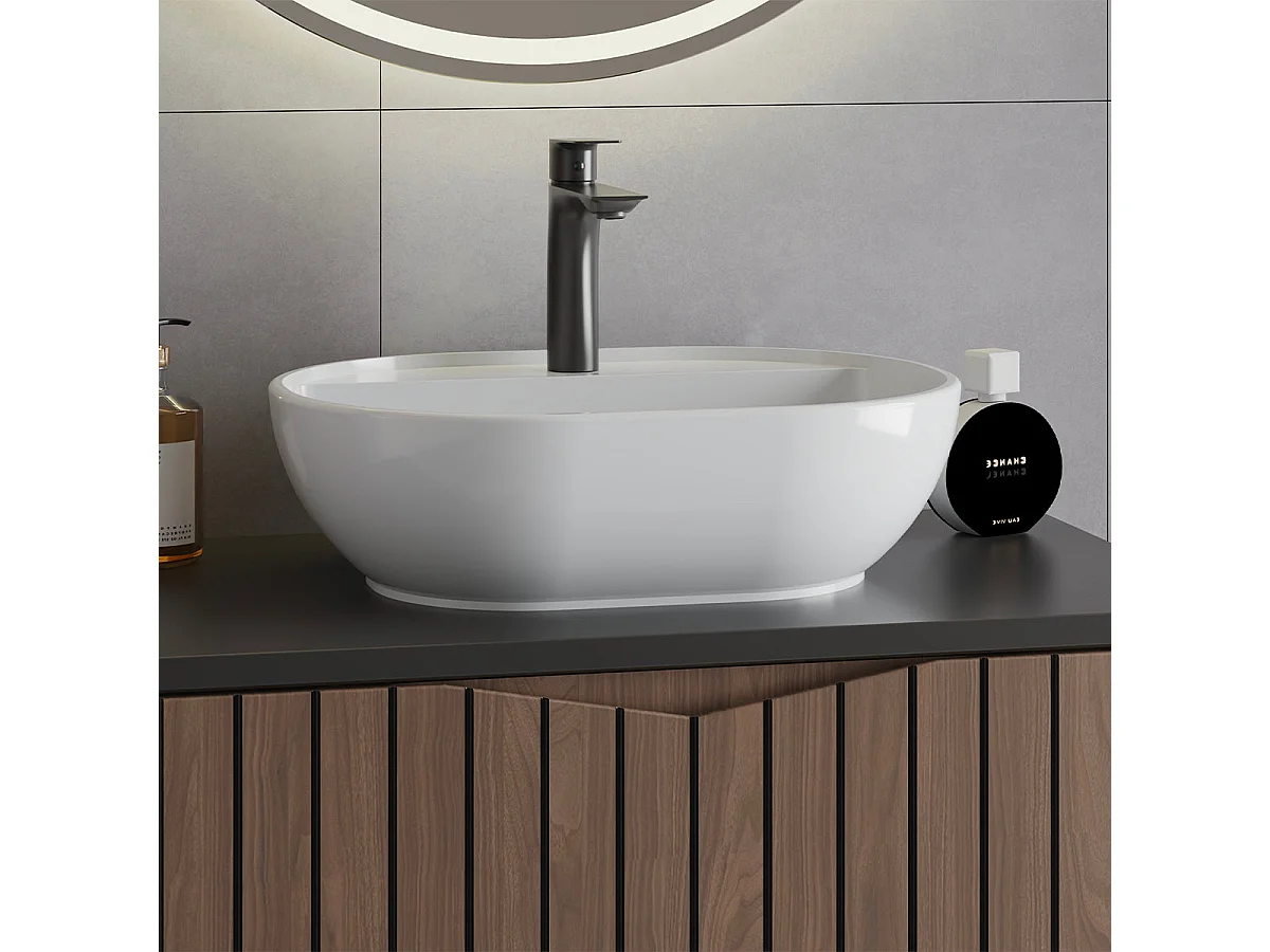 Meuble simple vasque 80cm Siena bois et noir
