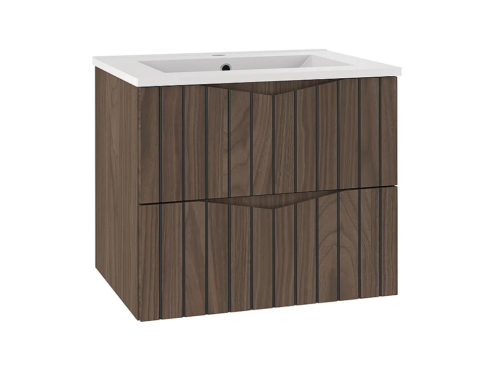 Meuble simple vasque encastrée 60cm Siena bois et noir