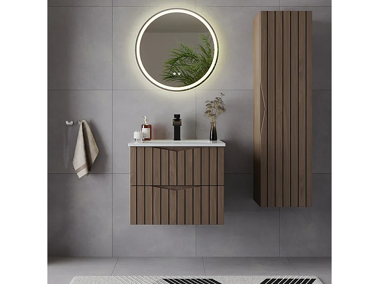 Mobile bagno con lavabo Siena marrone e nero 60cm