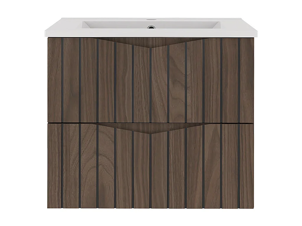 Meuble simple vasque encastrée 60cm Siena bois et noir
