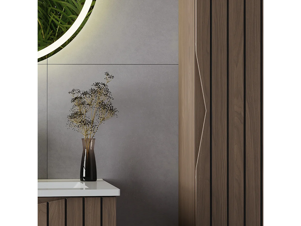 Meuble simple vasque encastrée 60cm Siena bois et noir