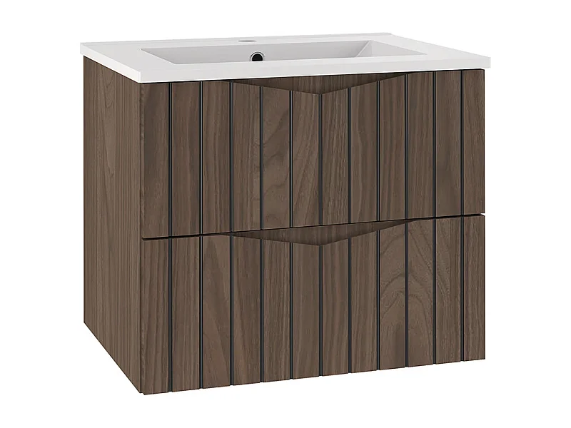 Mueble lavabo individual encastrado 60cm Siena madera y negro